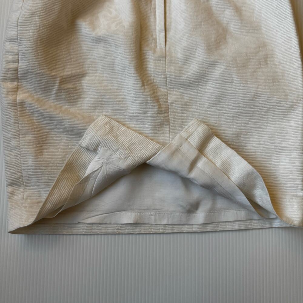 Vtg 90s Ivory Cotton Jacquard Pencil Skirt Italian IT40 US4 Bridal Euro Summer - Picture 6 of 16